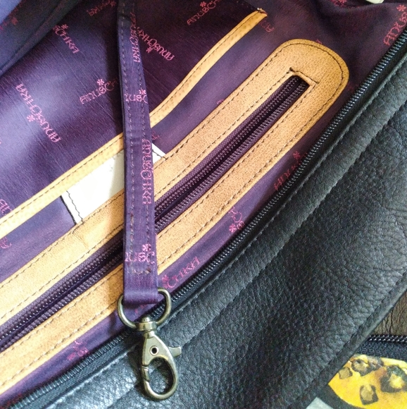 ANUSCHKA BAG LARGE TOTE HANDPAINTED LEATHER ZEBRA PRINT & WALLET SET - Picture 14 of 15